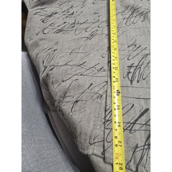 Vintage Merseta Italy Shirt Mens M Beige Herringbone Abstract Print Button Up - Picture 13 of 16